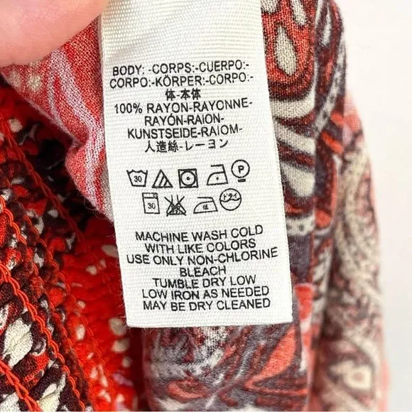 Free People Wide Leg High Waist Boho Tie Waist Paisley Pants Size Small - Picture 11 of 13